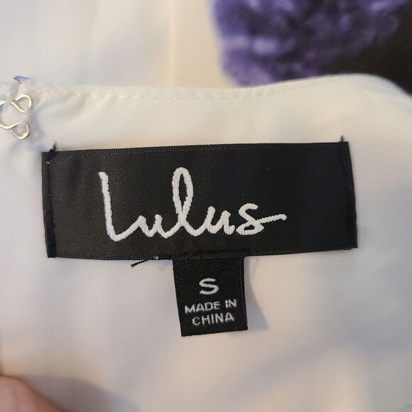 LULU"S Seeing Chic Blue and Ivory Print Skater Dress Womens S NWT Style 338362 - Picture 15 of 16